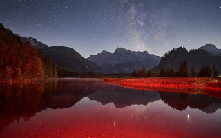 Lake mountain night starry sky - star above free wallpaper for desktop