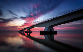 Bridge water sunset clouds matte - water free wallpaper for desktop