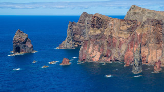 Boats rocky island fantasy deep - rich deep color free wallpaper
