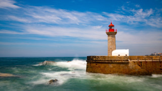 Lighthouse rock wall water blue - almada negreiro free wallpaper