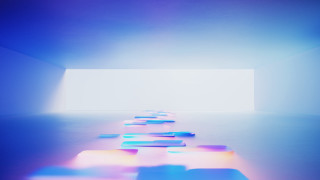 Colorful squares lighting 3d render - volumetric lighting free wallpaper for desktop