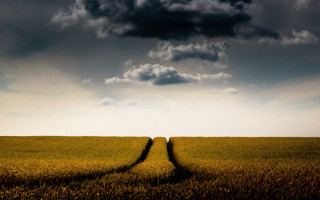 Field road cloudy stormy mountains - stormy weather free wallpaper