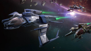 Space ships starfield aurora moon - a group of ships free wallpaper