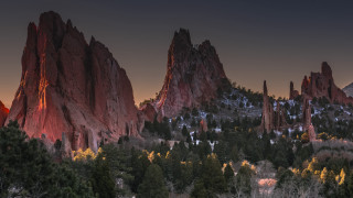 Mountain forest rocks fullmoon night - a full moon in the sky free wallpaper for desktop