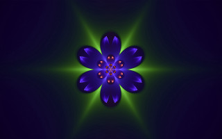 Blue flower green center fractal - a green center free wallpaper for desktop