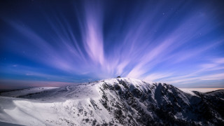Mountain clouds snowy sky aurora - colorful cloud free wallpaper