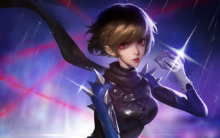 Futuristic woman sword rain red - a sword in the rain free wallpaper