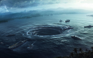 Ships ocean storm matte painting - a group of ships free wallpaper