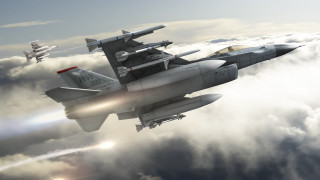 Fighter jet sky clouds horizon - two jet free wallpaper