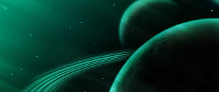 Green space scenes two planets - a green glow free wallpaper