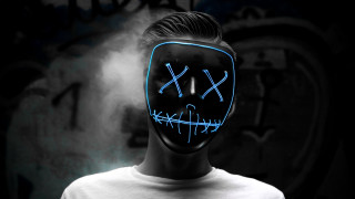 Neon mask man cigarette black - his mouth free wallpaper