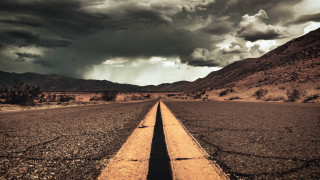 Mountain road cloudy sky sunset 2 - a long road free wallpaper for desktop