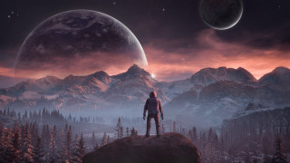 Mountain forest planet night sky - top of a mountain next free wallpaper