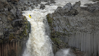 Man waterfall raft nature scene - a waterfall free wallpaper for desktop