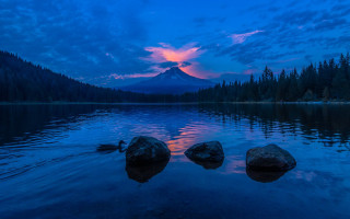 Mountain lake rocks sky reflection - darrell riche free wallpaper for desktop
