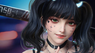 Woman baseballbat necklace choker tattoos - stanley artgerm lau free wallpaper for desktop
