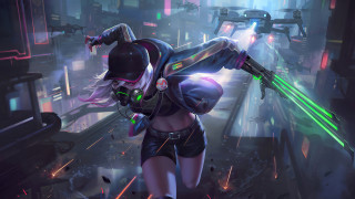 Futuristic city neon girl cyberpunk - a futuristic suit free wallpaper for desktop