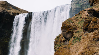 Waterfall man cliff bird nature - waterfall free wallpaper