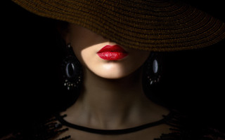 Woman hat redlipstick shadow black - red lipstick free wallpaper for desktop