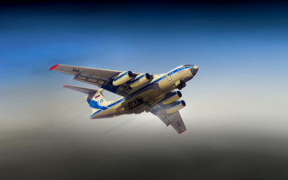 Jet flying blue sky clouds 6 - a jet free wallpaper for desktop