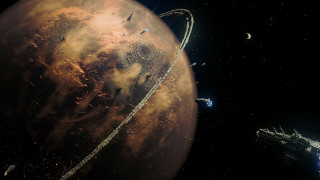 Space station red planet starship - star citizen halo free wallpaper