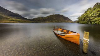 Lake mountains cloudy sky arts - art and crafts movement free wallpaper