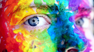 Painted face rainbow vivid fauvism - vivid color free wallpaper