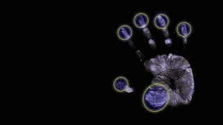 Handprint bluecircle holography biopunk moonlight - a blue circle free wallpaper for desktop
