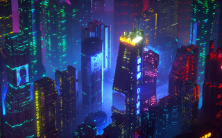 Futuristic city neon lights cyberpunk 4 - neon light free wallpaper for desktop