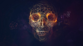 Skull glowing eyes wireframe human - digital art free wallpaper for desktop