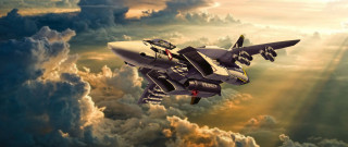 Fighter jet clouds sunset explosion - the cloud behind free wallpaper