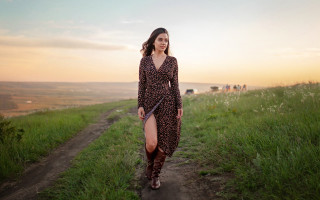 Woman dress dog outdoor beach - a leash free wallpaper for desktop