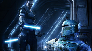 Star wars man robot lightsaber - a man in a helmet free wallpaper