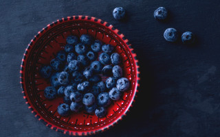 Red bowl blueberries scissors stilllife - blueberry free wallpaper for desktop