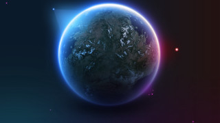 Blue red planet bright light - blue line free wallpaper
