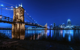 Bridge river city night lights 24 - christopher moeller free wallpaper