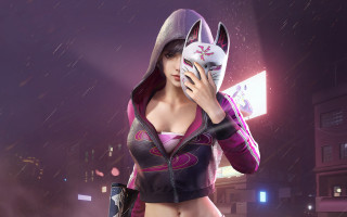 Purple hoodie catmask night rain - du qiong free wallpaper