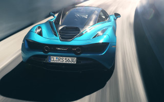 Blue sports car road sky - a blue sports car free wallpaper