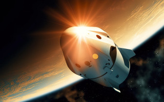 Space shuttle planet sunflare aurora - a space shuttle free wallpaper