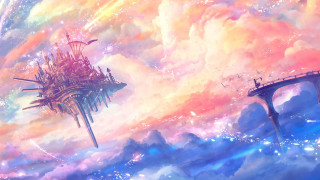 Sky city bridge rainbow clouds - sky in the background free wallpaper