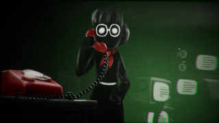 Cartoon character talking phone green - a phone free wallpaper