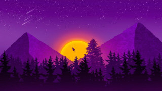 Night mountain forest fullmoon purple - alena aenami free wallpaper