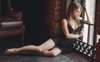 Esztter mattioni barelegs blackdress sitting - delicate free wallpaper