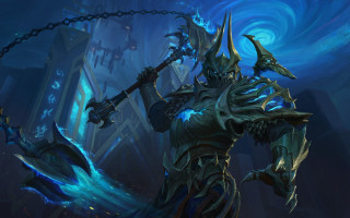 Demonic creature sword chain blue - a demonic looking creature free wallpaper for desktop