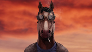 Horse sunglasses shirt cigarette red - a red sky in the background free wallpaper