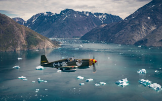 Small plane water icebergs mountains - iceberg free wallpaper