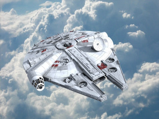 Millennium falcon flying clouds paw - free ship wallpaper for desktop