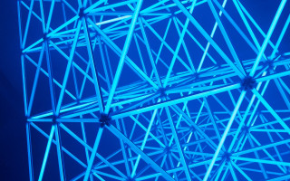 Blue wires clock abstract geometry - the side of the wall free wallpaper