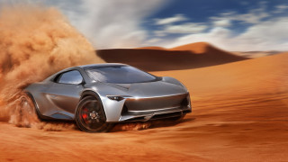 Silver car desert sand blowing - silver free wallpaper