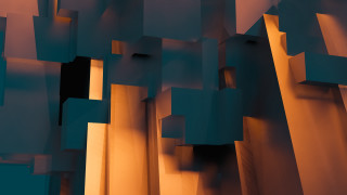 Abstract wood blocks clock tower - beeple free wallpaper